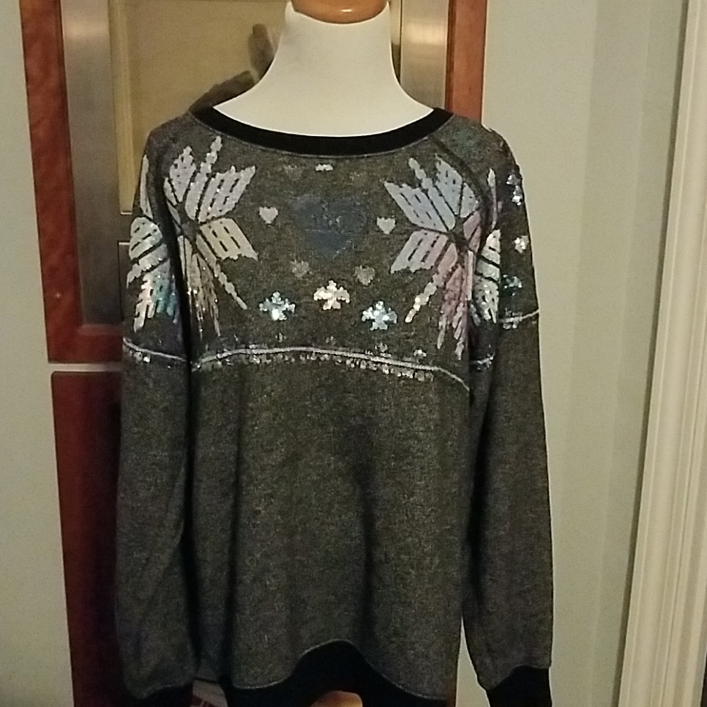 Pink sequin sweatshirt!! So comfy and cute on!!